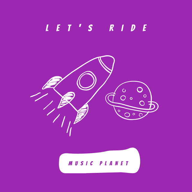 Music Album Promotion with Space Illustrations Album Cover Design Template
