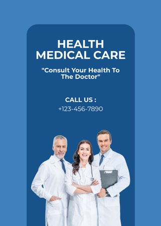 Medical Care Services Offer with Professional Doctors Team Flayer Design Template