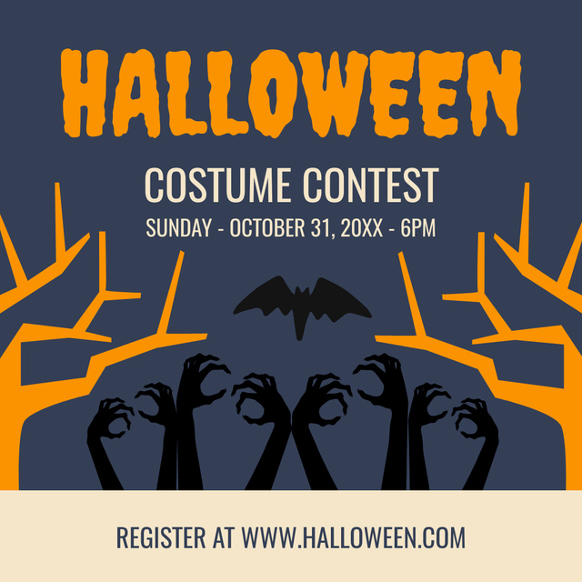 Halloween Costume Contest Announcement Instagram Tasarım Şablonu