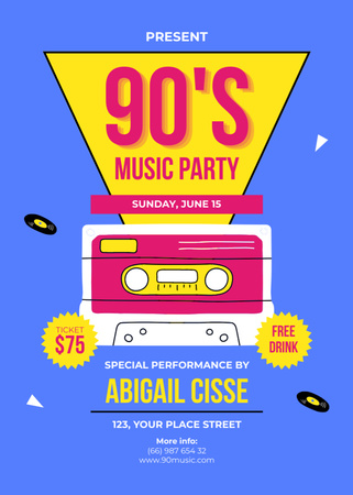 Style 90s Party Announcement Flayer Design Template