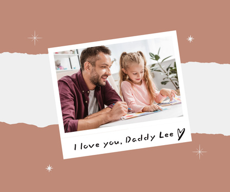 Father's Day Greeting with Dad with Kid Facebook Design Template