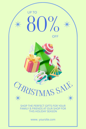 Platilla de diseño Christmas Big Sale Ad with Illustrated Christmas Tree Pinterest