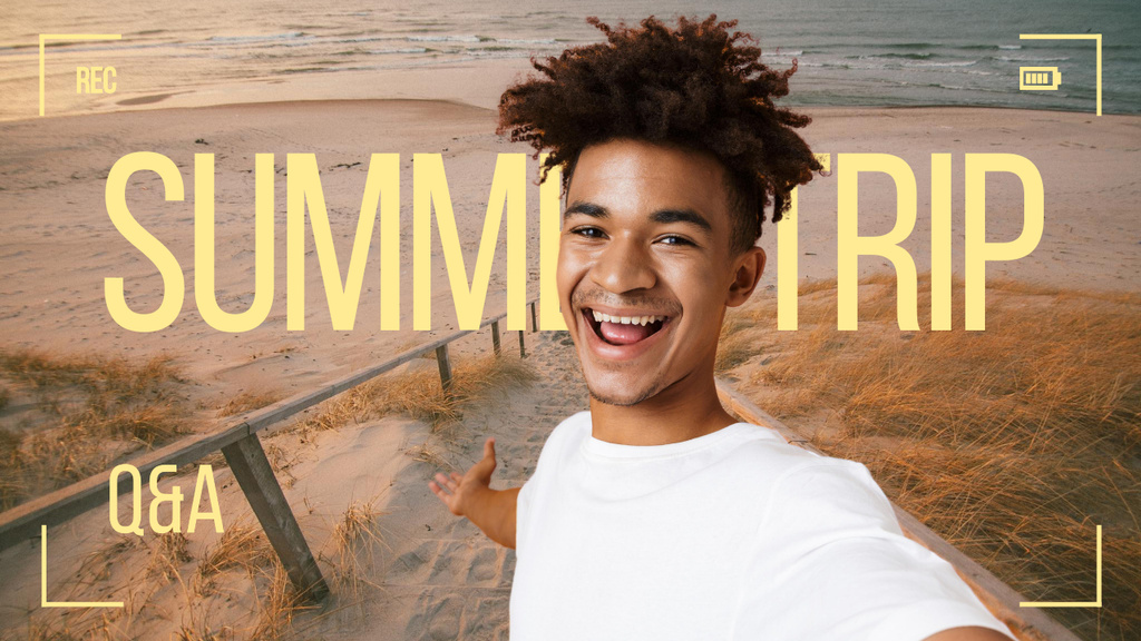 Summer Travelling Inspiration with Smiling Boy on Seacoast Youtube Thumbnailデザインテンプレート