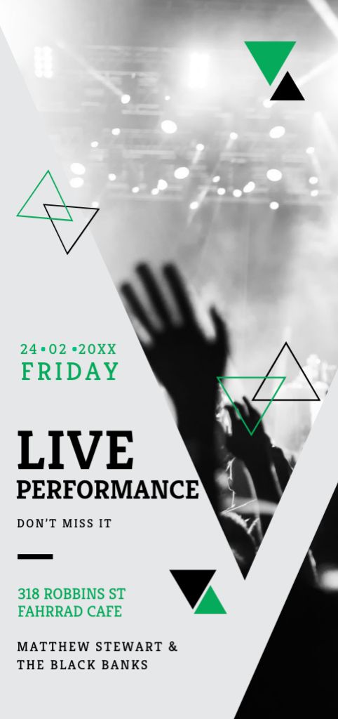 Live Performance Announcement with Cheerful Audience Flyer DIN Large – шаблон для дизайна