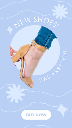 Female Fashionable Shoes on Blue Instagram Story Design Template