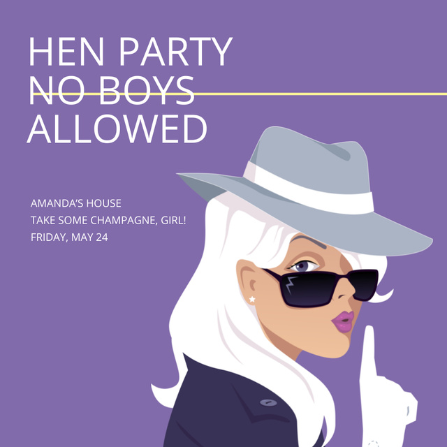 Hen Party invitation with Stylish Girl Instagram AD – шаблон для дизайна