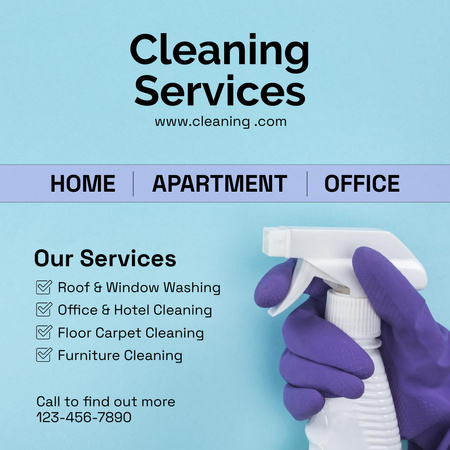 Awesome Cleaning Services Ad For Home And Office Instagram AD Design Template