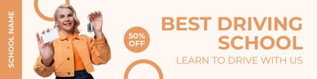 Excellent Driver's Course With Discounts Offer In Orange Twitter Design Template
