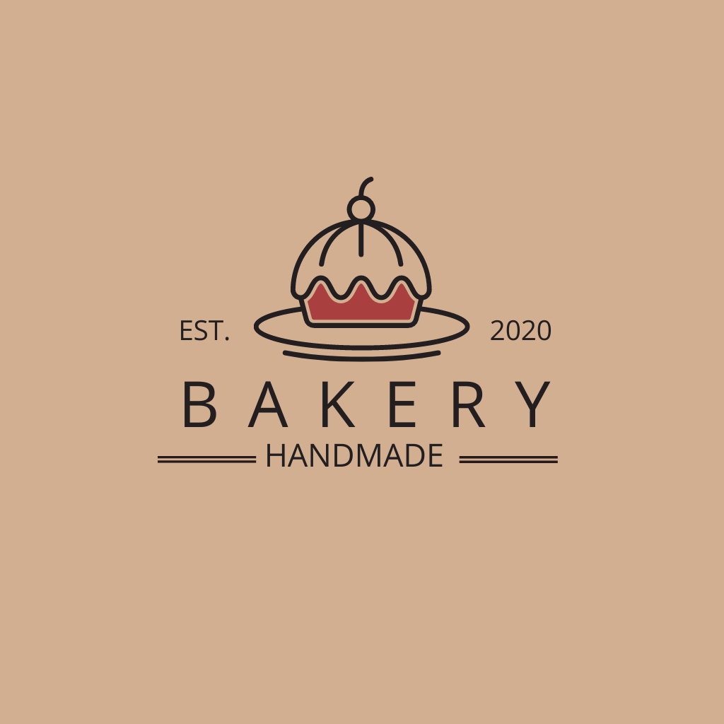 Template di design Appetizing Bakery Ad with a Yummy Cupcake In Brown Logo