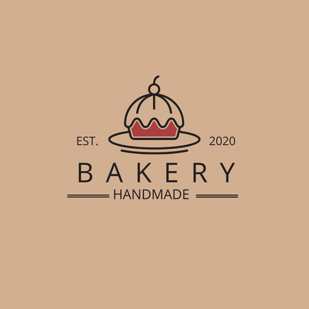 Modèle de visuel Annonce de boulangerie appétissante avec un petit gâteau délicieux en marron - Logo