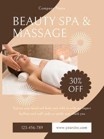 Beauty Spa and Massage Center Offer Poster US Πρότυπο σχεδίασης