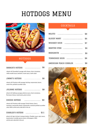 Delicious Hotdogs variety Menu Šablona návrhu