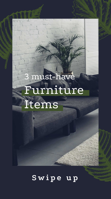 Furniture Ad with Modern Interior in Grey Instagram Storyデザインテンプレート