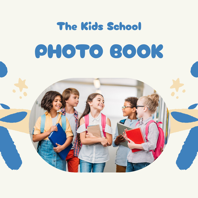 School Photos of Cute Pupils Photo Book Design Template
