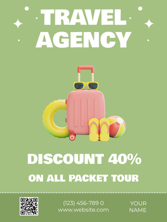 Platilla de diseño Discount on Tour Packets on Green Poster US