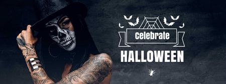 Halloween Celebration with Girl in Bright Makeup Facebook cover Modelo de Design