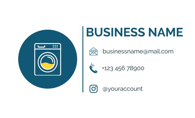 Laundry Service Announcement on Blue and White Business Card 91x55mm Πρότυπο σχεδίασης