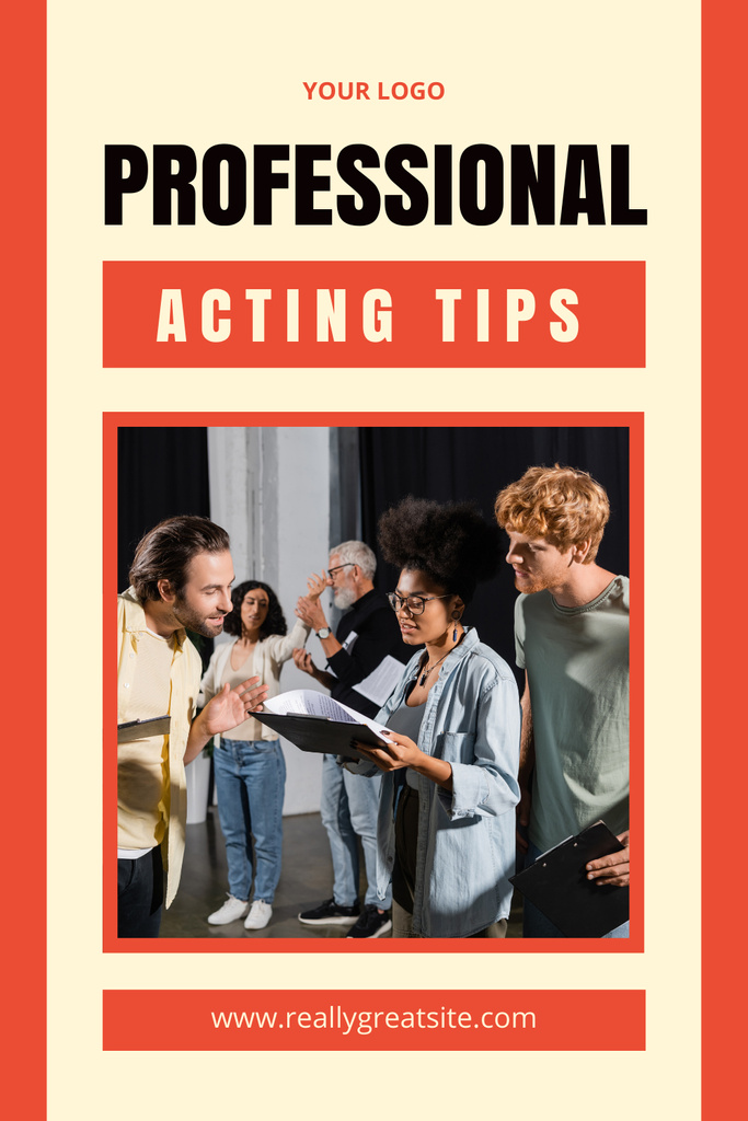 Designvorlage Professional Tips for Actors in Rehearsal für Pinterest