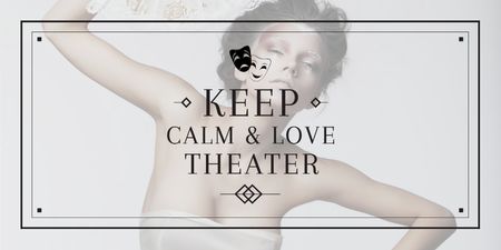 Theatre Quote with Woman Performing in White Twitter Design Template