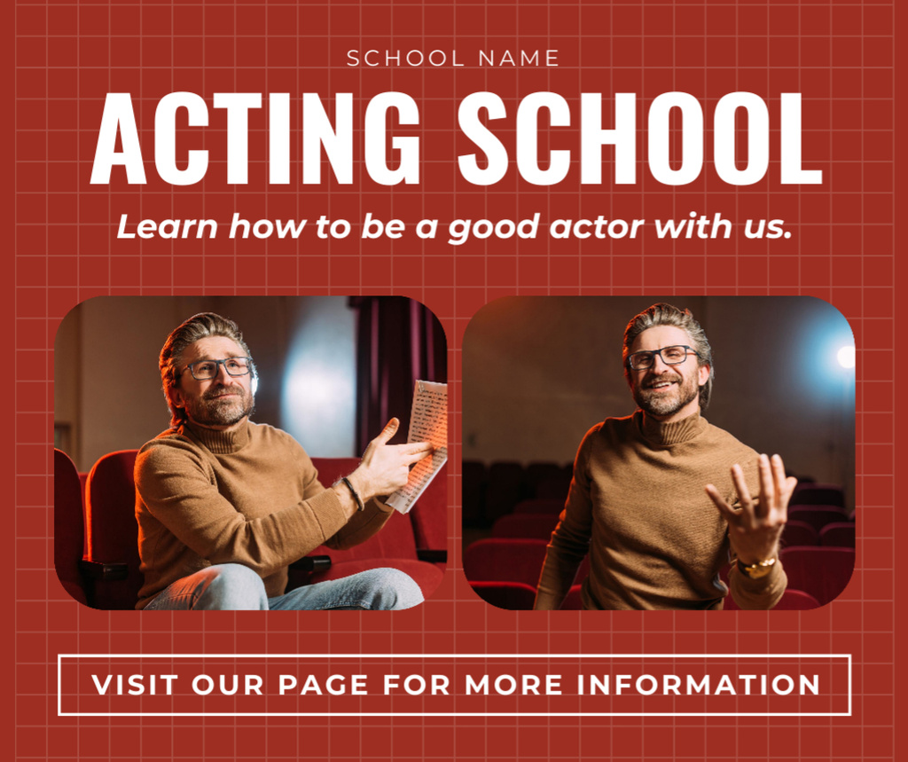 Modèle de visuel Charismatic Middle Age Actor at Rehearsal - Facebook