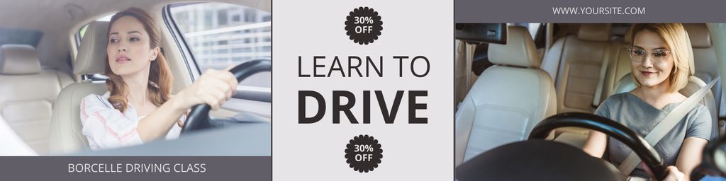 Learning To Drive Car At School With Discount Offer Twitter Design Template
