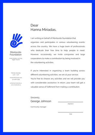 Modèle de visuel Volunteer Company participation offer - Letterhead