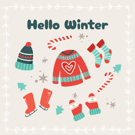 Template di design Winter Inspiration with Cute Cozy Clothes Instagram