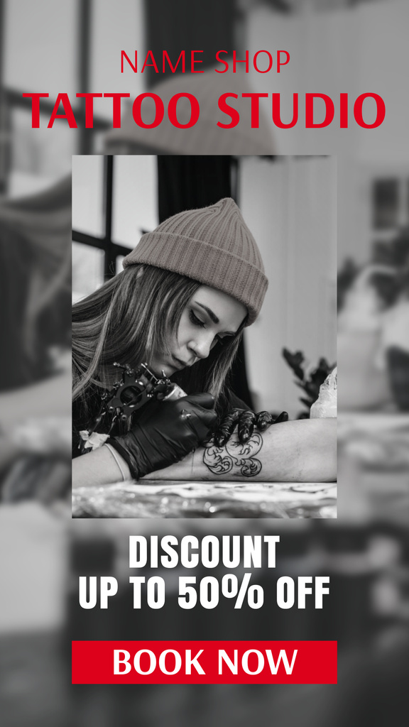 Highly Professional Tattooist Service With Discount Instagram Storyデザインテンプレート