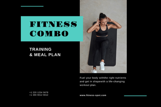 Fitness Program Promotion with Woman on Mat Poster 24x36in Horizontal Design Template