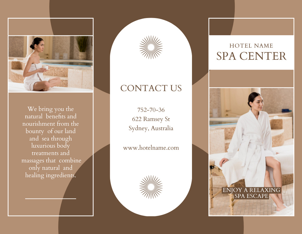 Asian Women on Hotel Spa Brown Brochure 8.5x11in Design Template