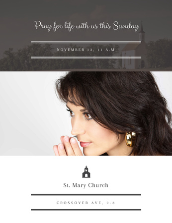 Church Welcoming Prayers On Sunday Invitation 13.9x10.7cm Design Template