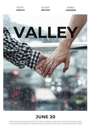 New romantic movie Announcement with Couple holding Hands Poster 28x40in Design Template
