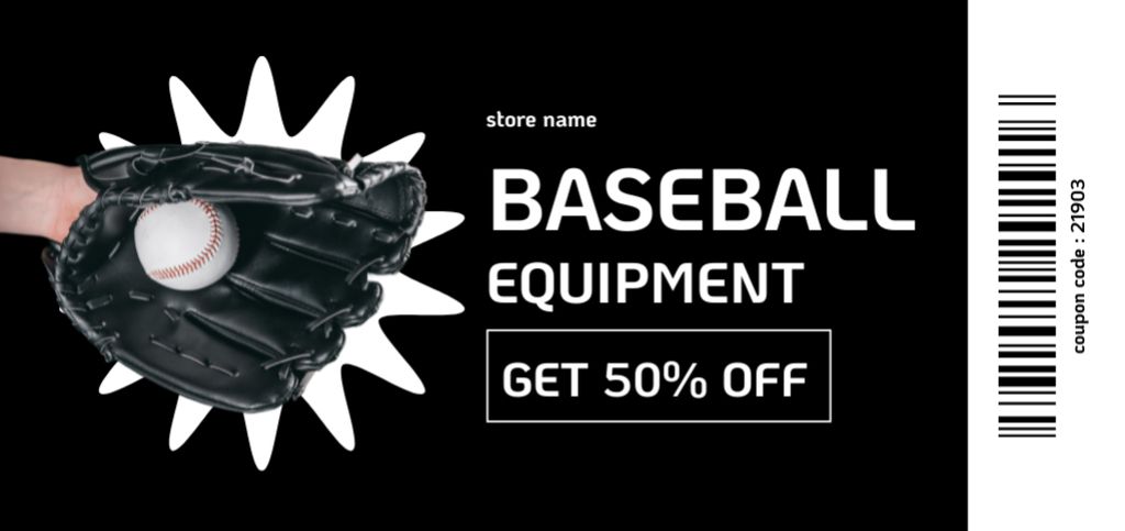 Ontwerpsjabloon van Coupon Din Large van Durable Baseball Equipment With Discount Offer