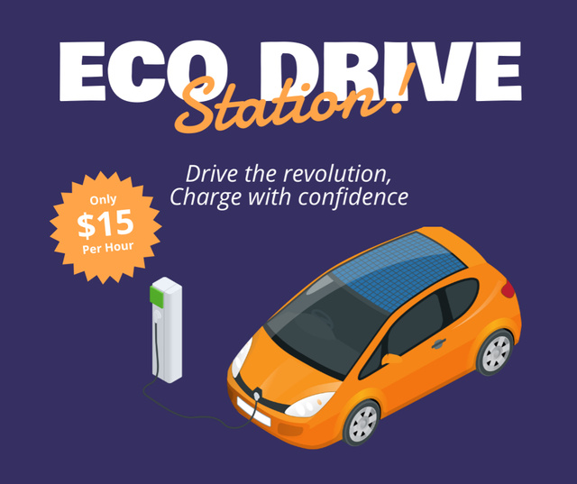 Eco Charging Stations for Cars Facebookデザインテンプレート