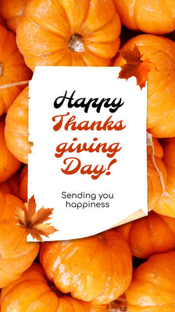 Joyful Thanksgiving Day Greetings With Maple Leaves And Pumpkins Instagram Video Story Modelo de Design