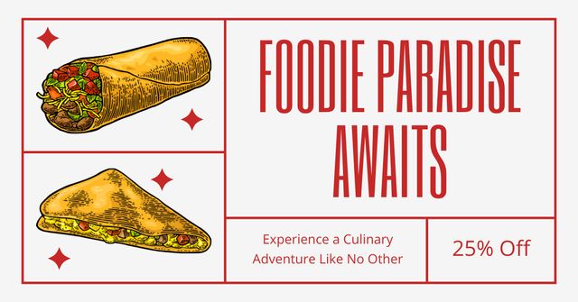 Template di design Offer of Food Paradise at Fast Casual Restaurant Facebook AD