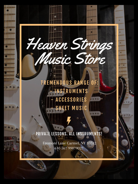 Modèle de visuel Guitars in Music Store - Poster US