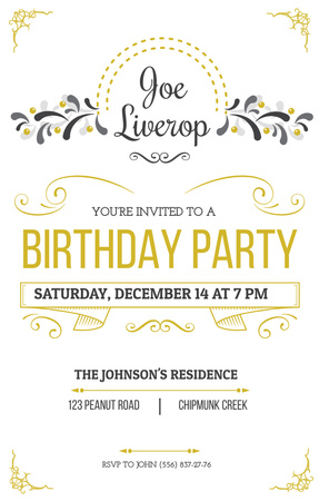 Birthday Party Invitation in Vintage Style Invitation 4.6x7.2in Design Template