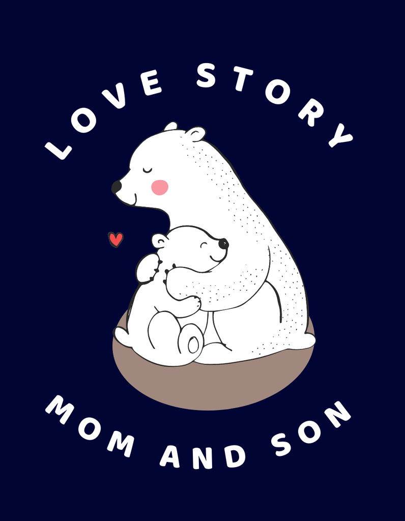 Mother Bear Hugging her Baby T-Shirt Design Template