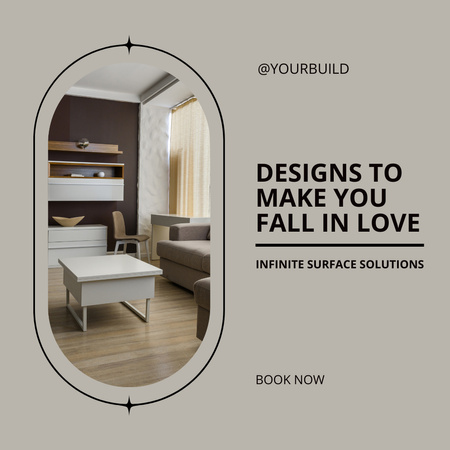 Lovely Interior Design Grey Instagram AD Design Template