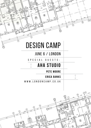Design tábori meghívó a szürke színen Poster tervezősablon