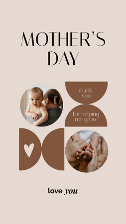 Fotos fofas de mãe e bebê para o dia das mães Instagram Story Modelo de Design