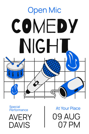 Comedy Night -promo luovalla kuvituksella Tumblr Design Template