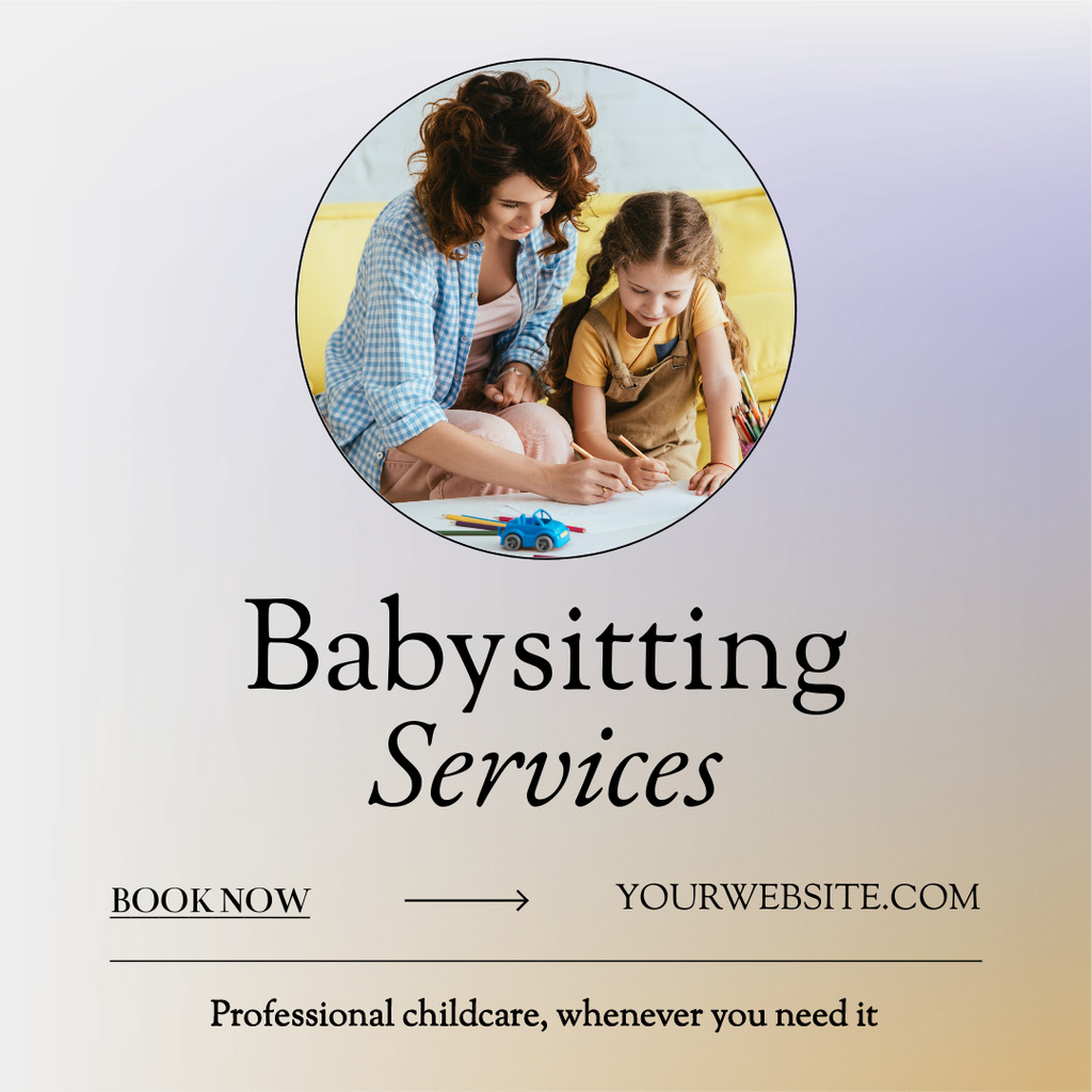 Babysitting Offer with Woman and Cute Girl Instagram Modelo de Design