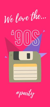 '90s Party announcement with cassette Flyer DIN Large Design Template
