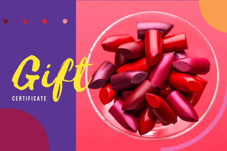 Gift Card with Lipsticks in Bowl Gift Certificate Design Template