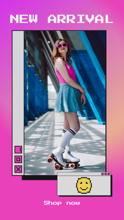 Stylish Woman on Roller Skates Instagram Story Design Template