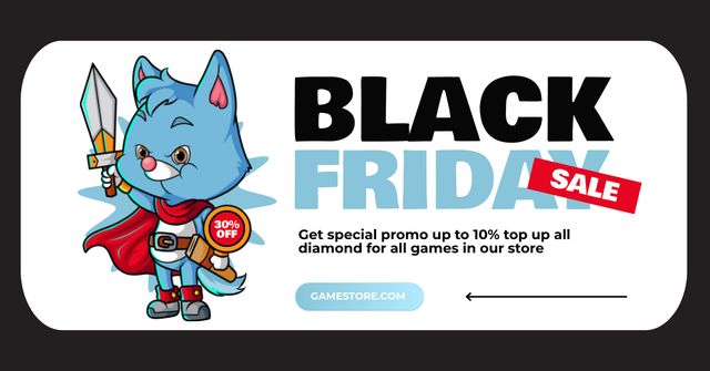 Modèle de visuel Black Friday Sale of Video Games - Facebook AD