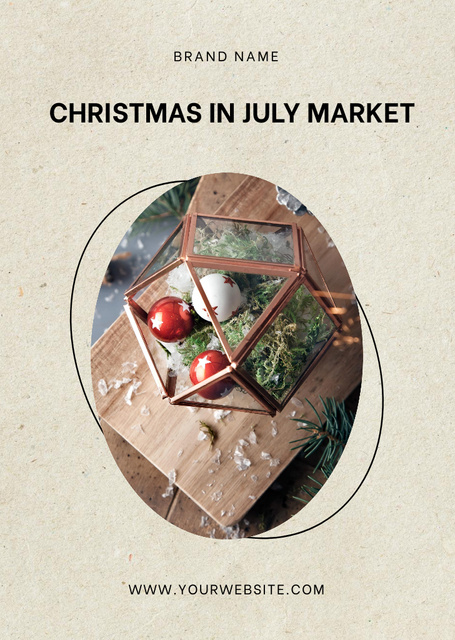 Festive Christmas Market in July With Decor Flyer A6 Modelo de Design