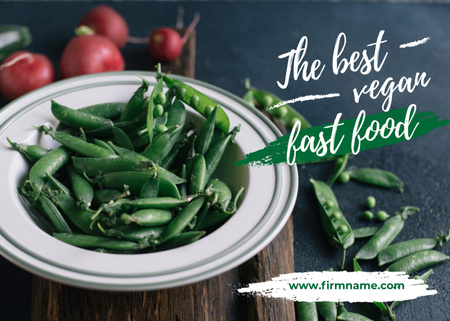 Best Vegan Fast Food Promotion With Peas Postcard 5x7in Tasarım Şablonu